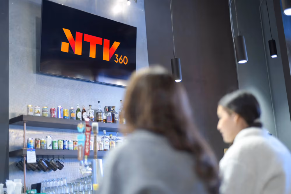 Digital signage screen in a local business